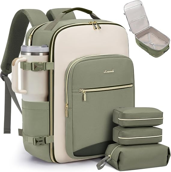 LOVEVOOK 40L Travel Backpack for Women & Men, Airline Approved Carry On Luggage with 3 Packing Cu... | Amazon (US)