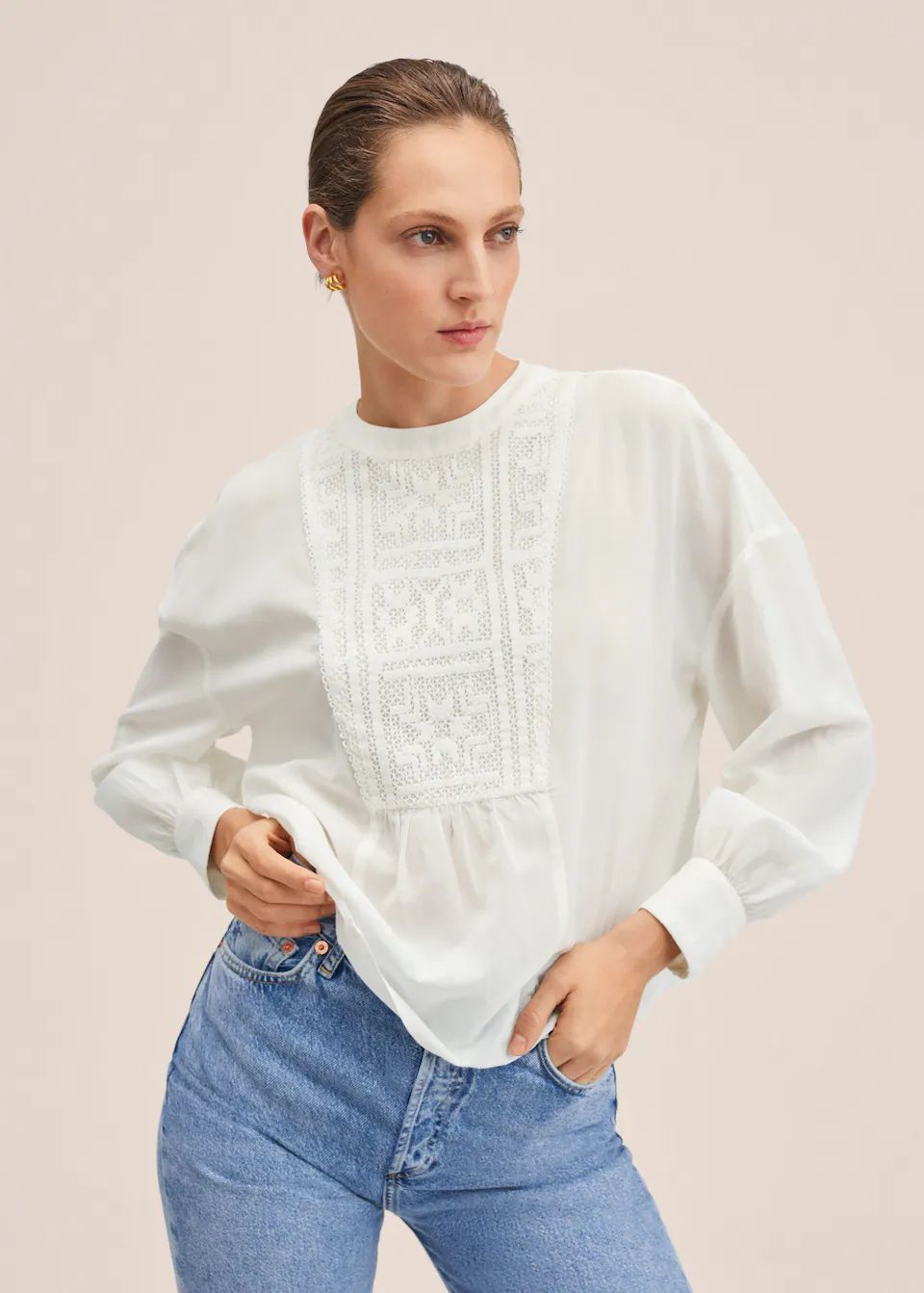 Cotton embroidered blouse | MANGO (US)
