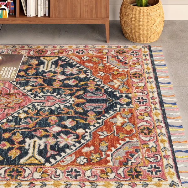 Zenia Hand-Hooked Wool Navy/Multi Area Rug | Wayfair North America