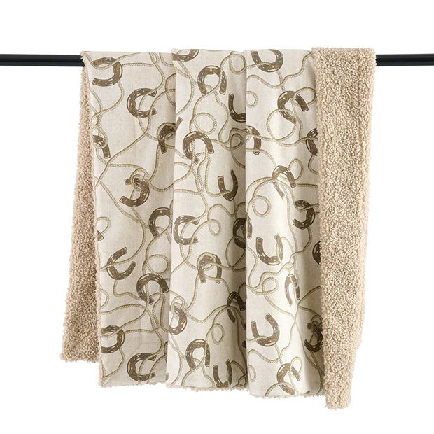 Upscale Ropes and Horseshoes Teddy Backed Throw Blanket | Antique Farm House