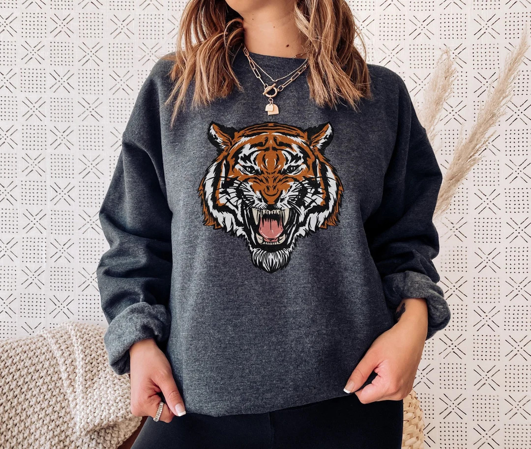 Vintage Tiger Sweatshirt | Tiger Sweater | Tiger Face Shirt | Animal Shirts for Women | Vintage T... | Etsy (US)
