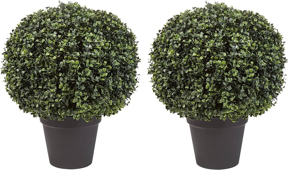 Pure Garden Set of 2 Artificial Boxwood Plants - 21-Inch Topiary Ball Faux Plants - Indoor or Out... | Amazon (US)