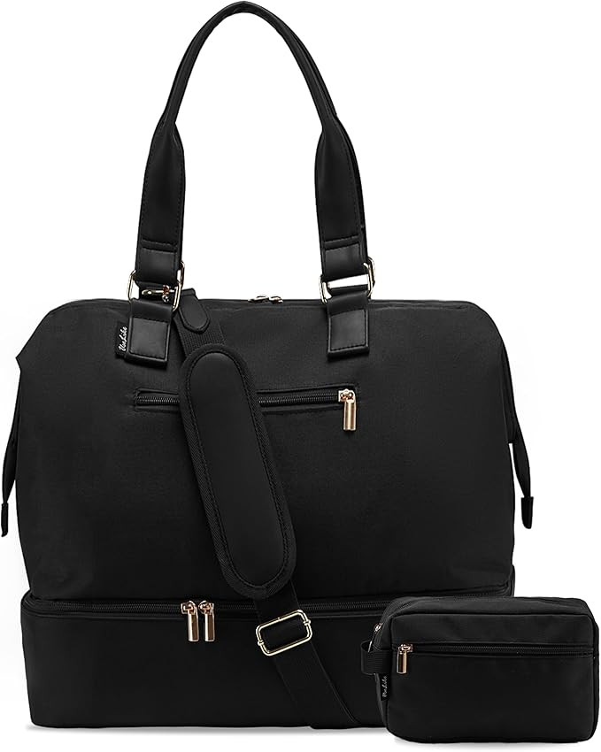 Weekender Bags for Women, Large Travel Duffel Bag with Shoes Compartment, Carry On Overnight Tote... | Amazon (US)