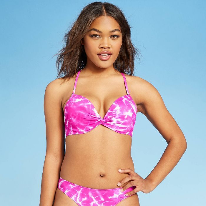 Women's Light Lift Twist Front Bikini Top - Shade & Shore™ Pink Tie-Dye | Target