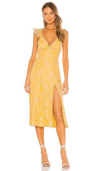 MAJORELLE Draven Midi Dress in Yellow. - size S (also in XS, XXS) | Revolve Clothing (Global)