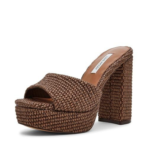 Steve Madden Women's Joel Heeled Sandal, Brown Raffia, 7 | Amazon (US)
