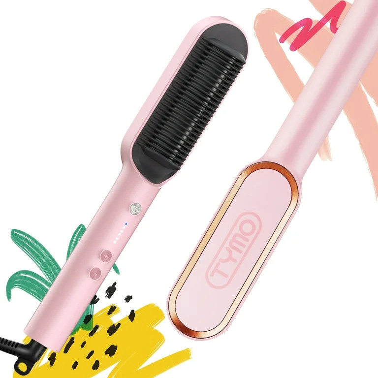 TYMO Ring Pink Hair Straightener Brush ? Hair Straightening Iron with Built-in Comb, 20s Fast Hea... | Walmart (US)