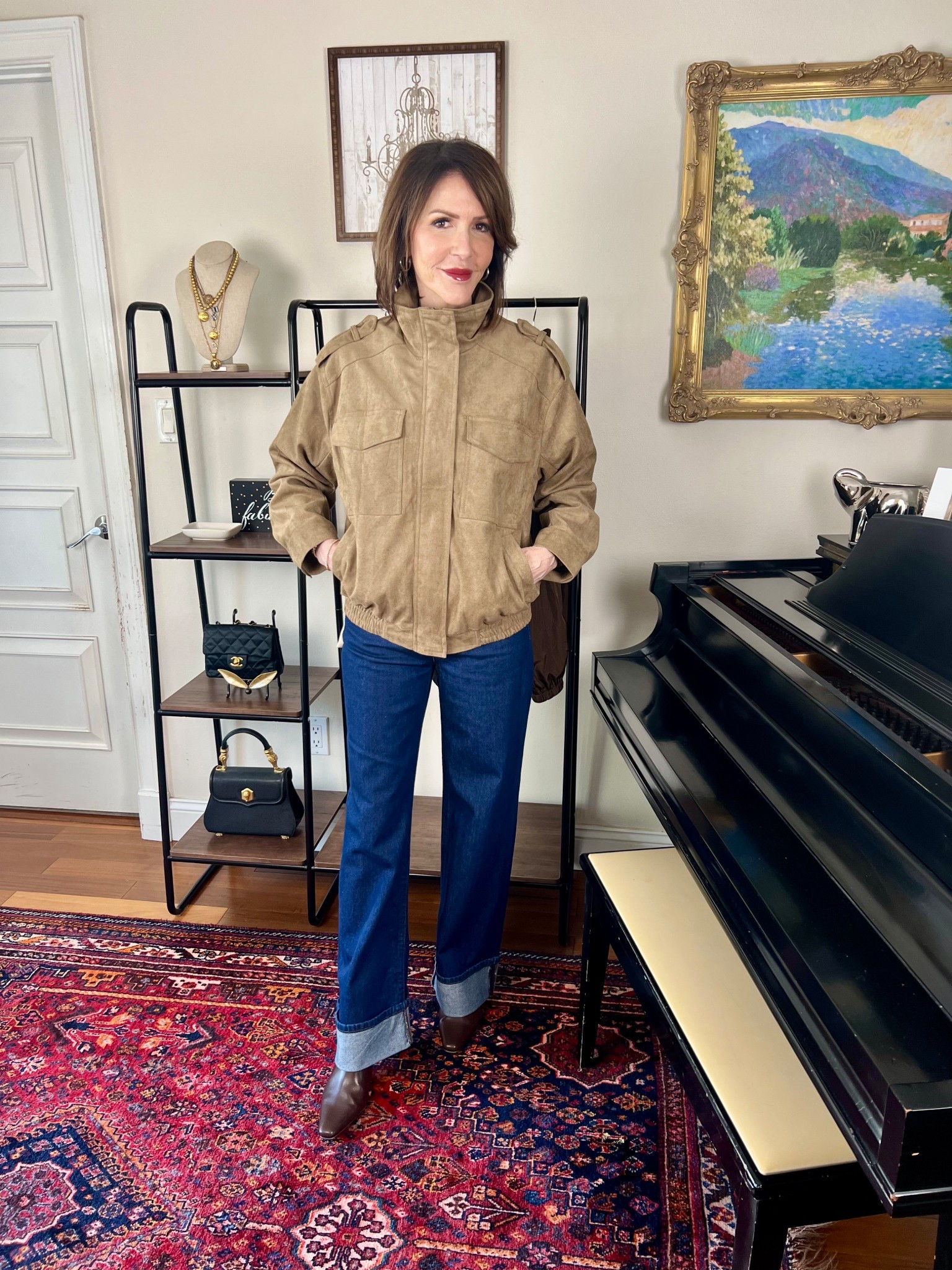 faux suede leather jacket, over 50 outfits 

#LTKootd #LTKSeasonal #LTKOver40