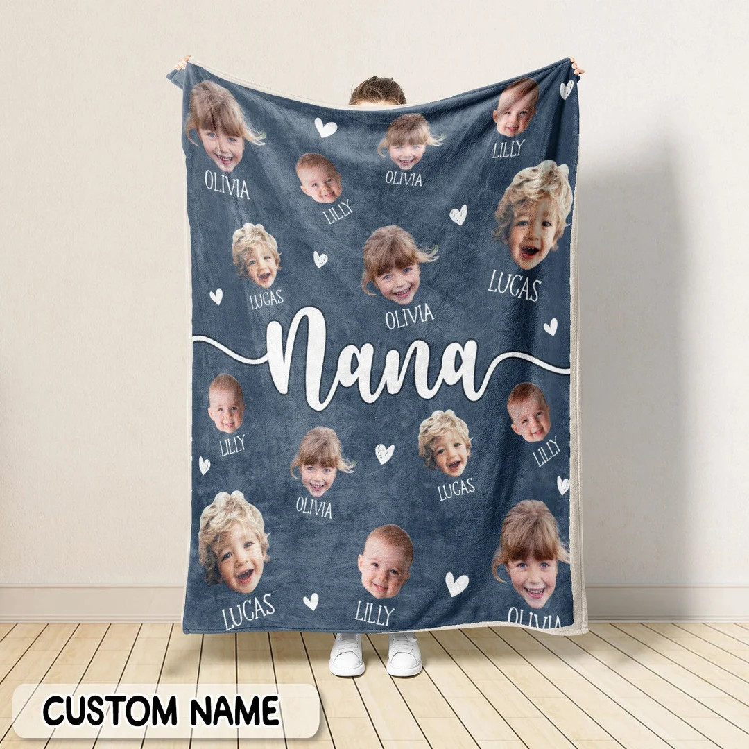 Mother's Day Gift for Nana, Grandma Gift, Personalized Photo Blanket, Custom Baby Photo Blanket f... | Etsy (US)