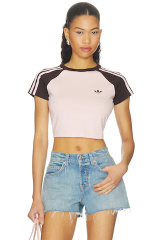 adidas Originals Superstar Baby Tee in Sandy Pink, Aurora Coffee & Sandy Pink from Revolve.com | Revolve Clothing (Global)