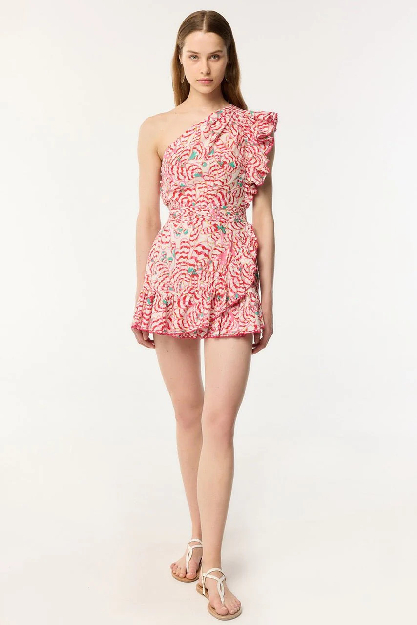 Mini Dress Corinne - Pink Wings Flower | Poupette St Barth