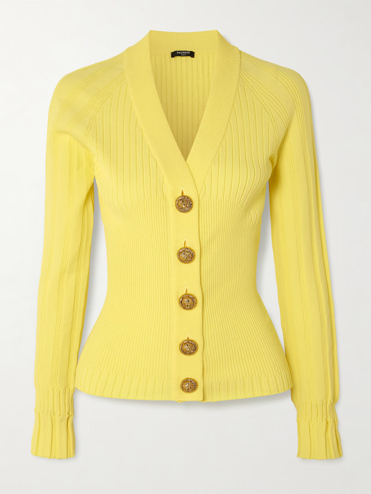 Balmain - Ribbed-knit Cardigan - Yellow | NET-A-PORTER (US)