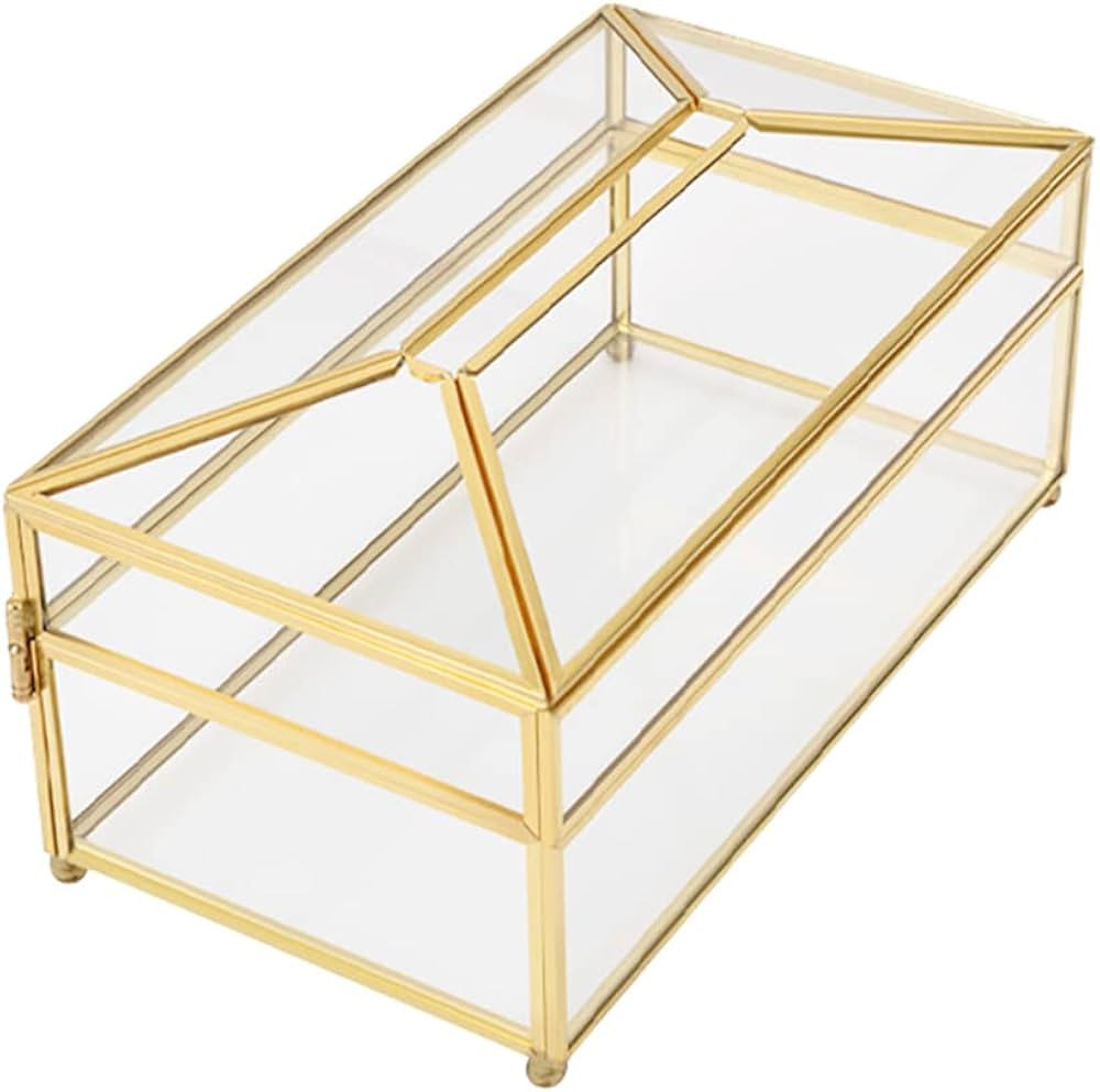 Tissue Box Cover, Clear Glass Tissue Box Holder, Facial Tissue Box Cover Rectangular Napkin Holde... | Amazon (US)