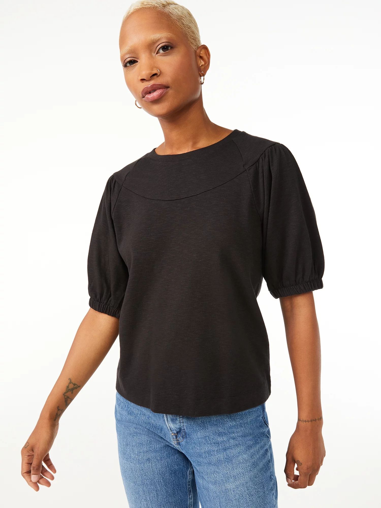 Free Assembly Women's Puff Sleeve T-Shirt | Walmart (US)