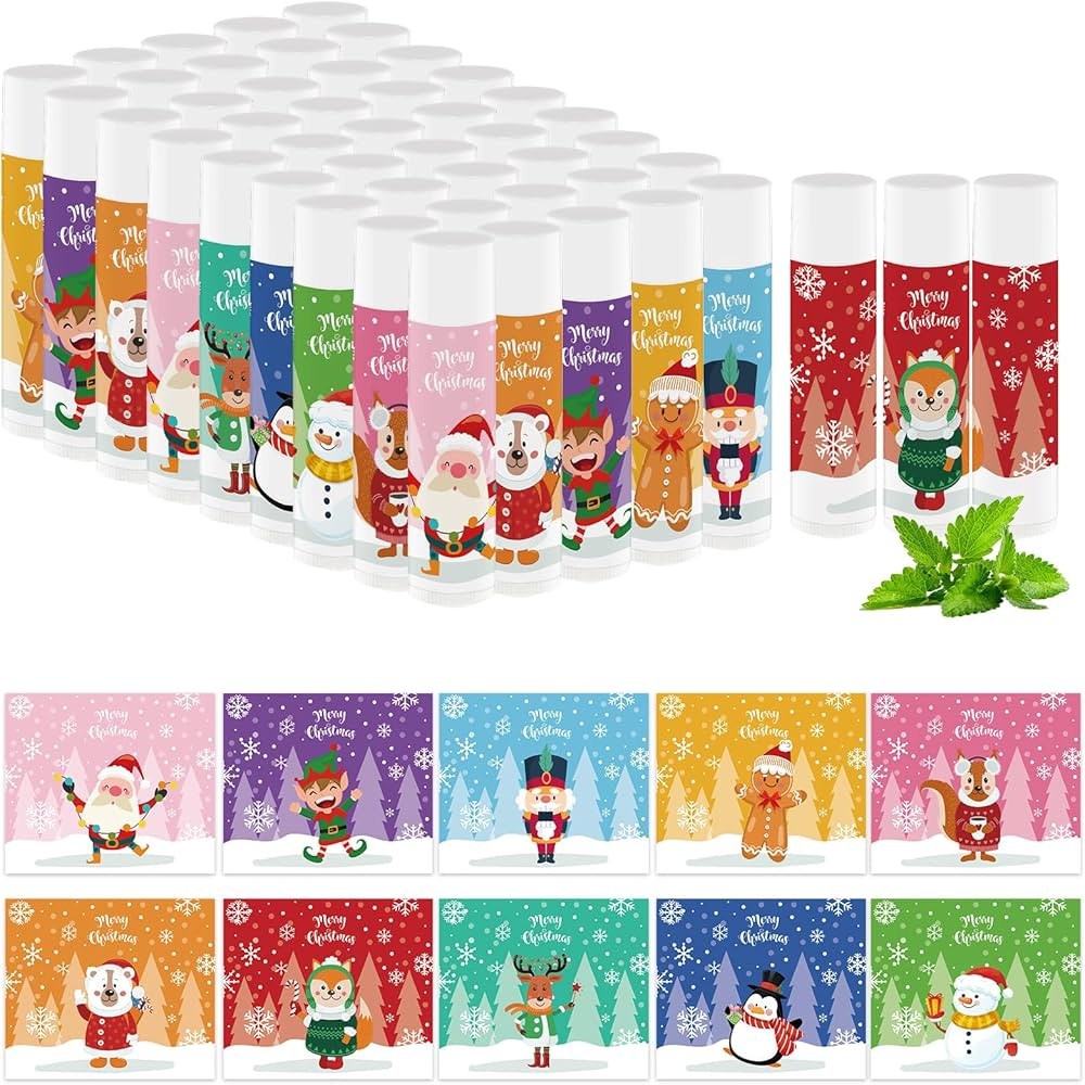 50 PCS Christmas Lip Balms Bulk Gift Christmas Stocking Stuffers Favors Lip Moisturizer Christmas... | Amazon (US)