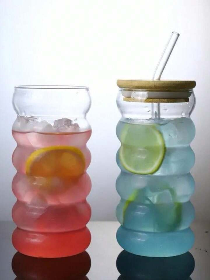 Copo de Vidro Com Tampa e Canudo para Bebidas - 480ml | SHEIN