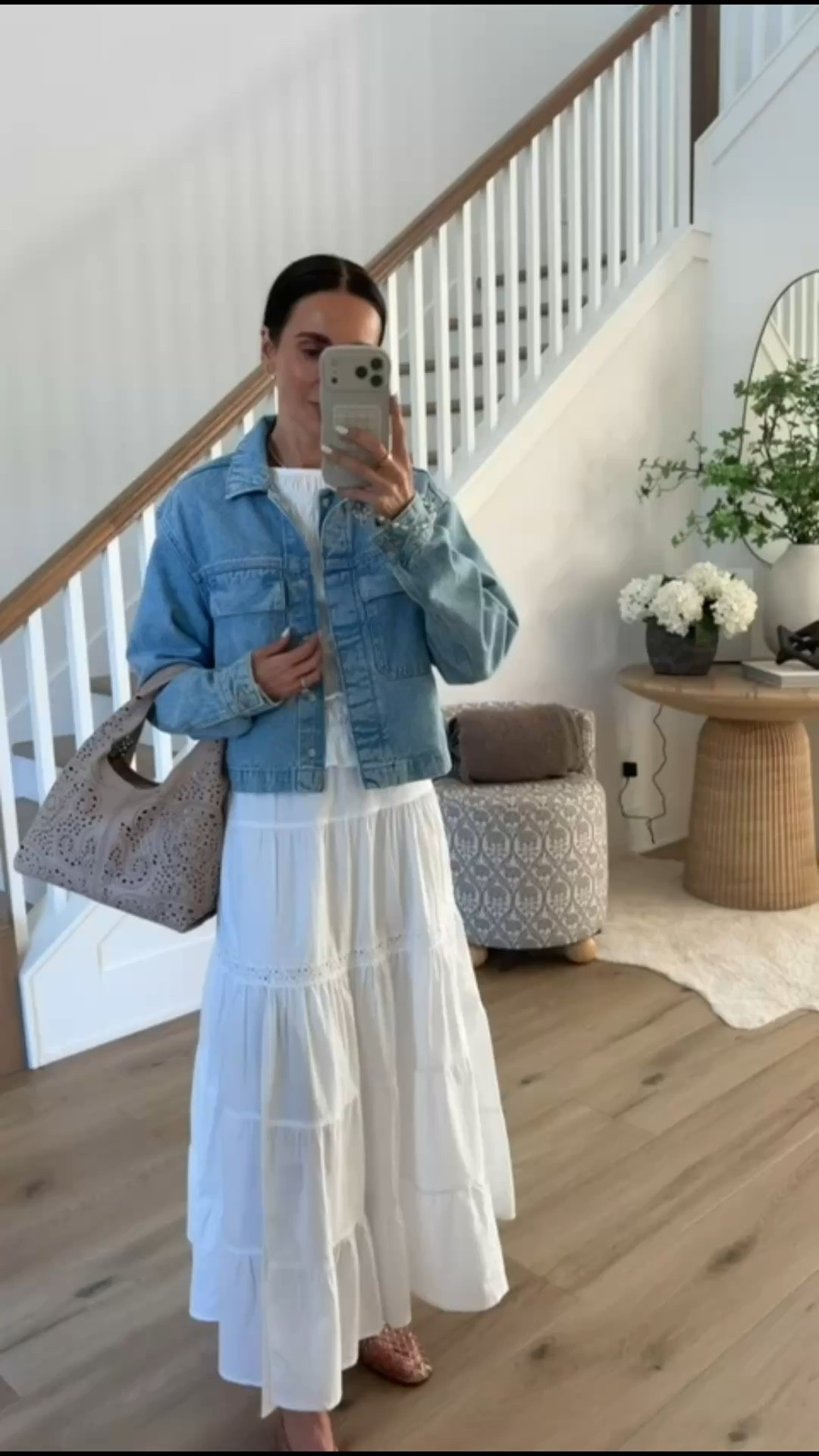 Target denim jacket, dpring jacket, white maxi skirt, target finds, summer look, vacation style, annabrstyle

#LTKOver40 #LTKootd
