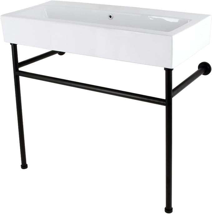Fauceture VPB3917H0ST New Haven 39" Porcelain Console Sink with Stainless Steel Legs, White/Matte... | Amazon (US)