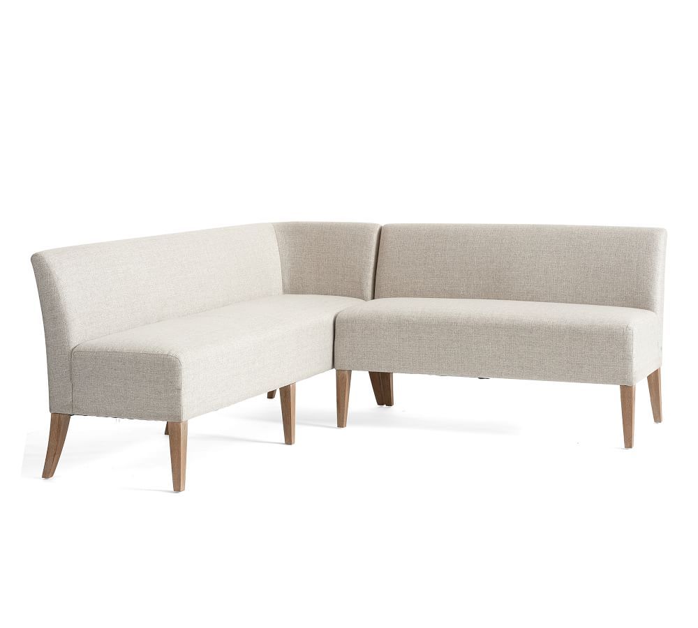 Modular Upholstered Banquette Set, Seadrift Leg, Performance Chateau Basketweave Ivory | Pottery Barn (US)