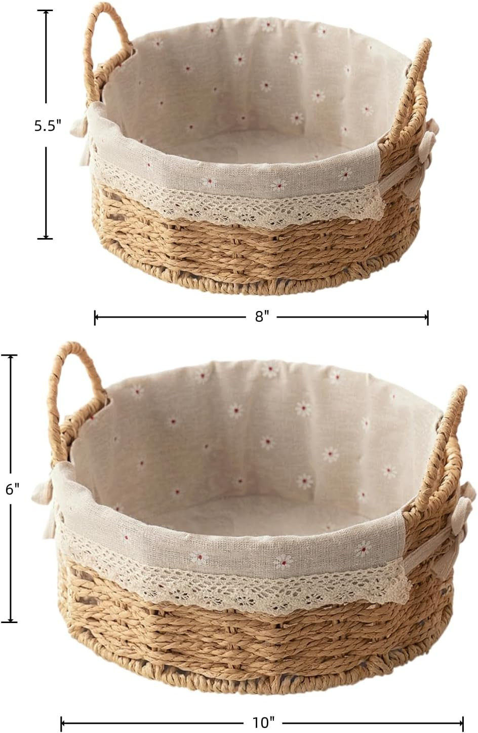 GIB Small Wicker Storage Baskets for Organizing, Round Woven Baskets with Handles & Liners, Decor... | Amazon (US)