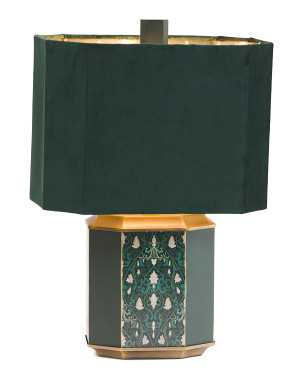 18.25in Printed Base Table Lamp With Velvet Shade | Furniture & Lighting | Marshalls | Marshalls