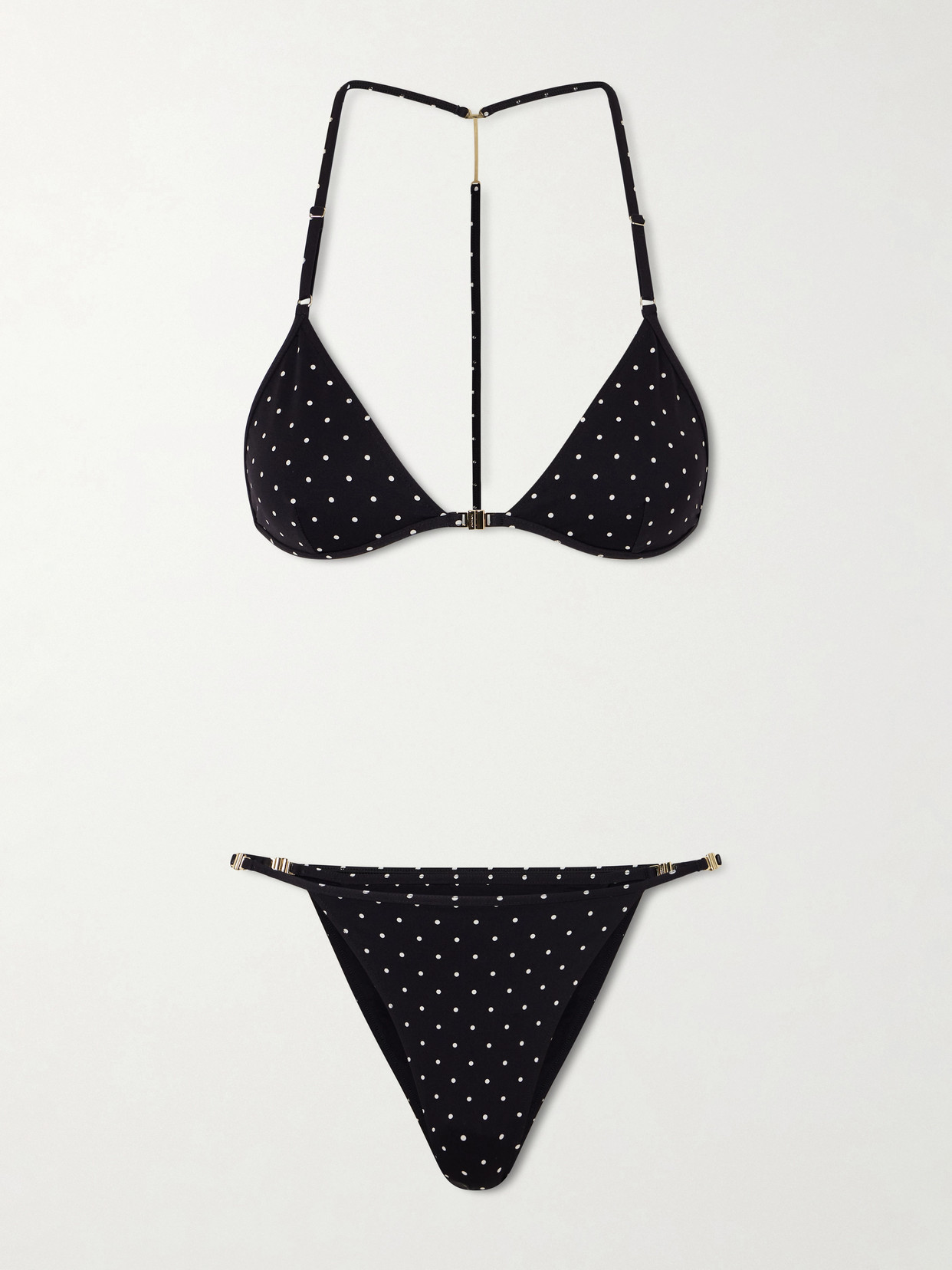 TOM FORD - Polka-dot Printed Jersey Bikini - Black | NET-A-PORTER (US)