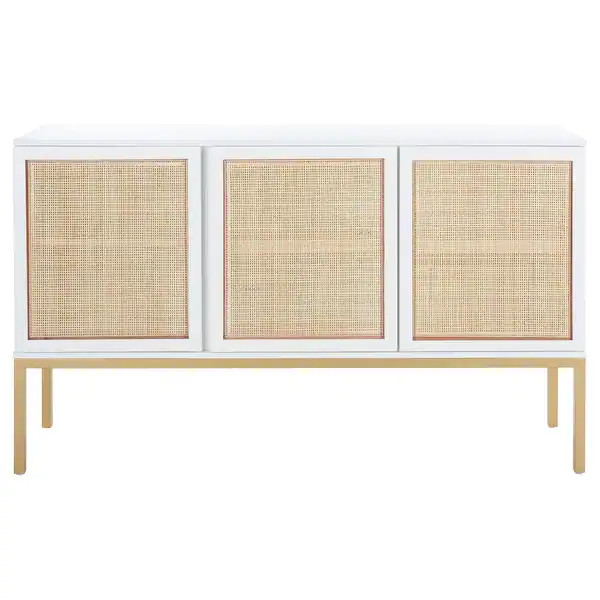 SAFAVIEH Zadie 2 Shelf Rattan Sideboard - White/Natural - 54" W x 15" D x 33" H | Bed Bath & Beyond