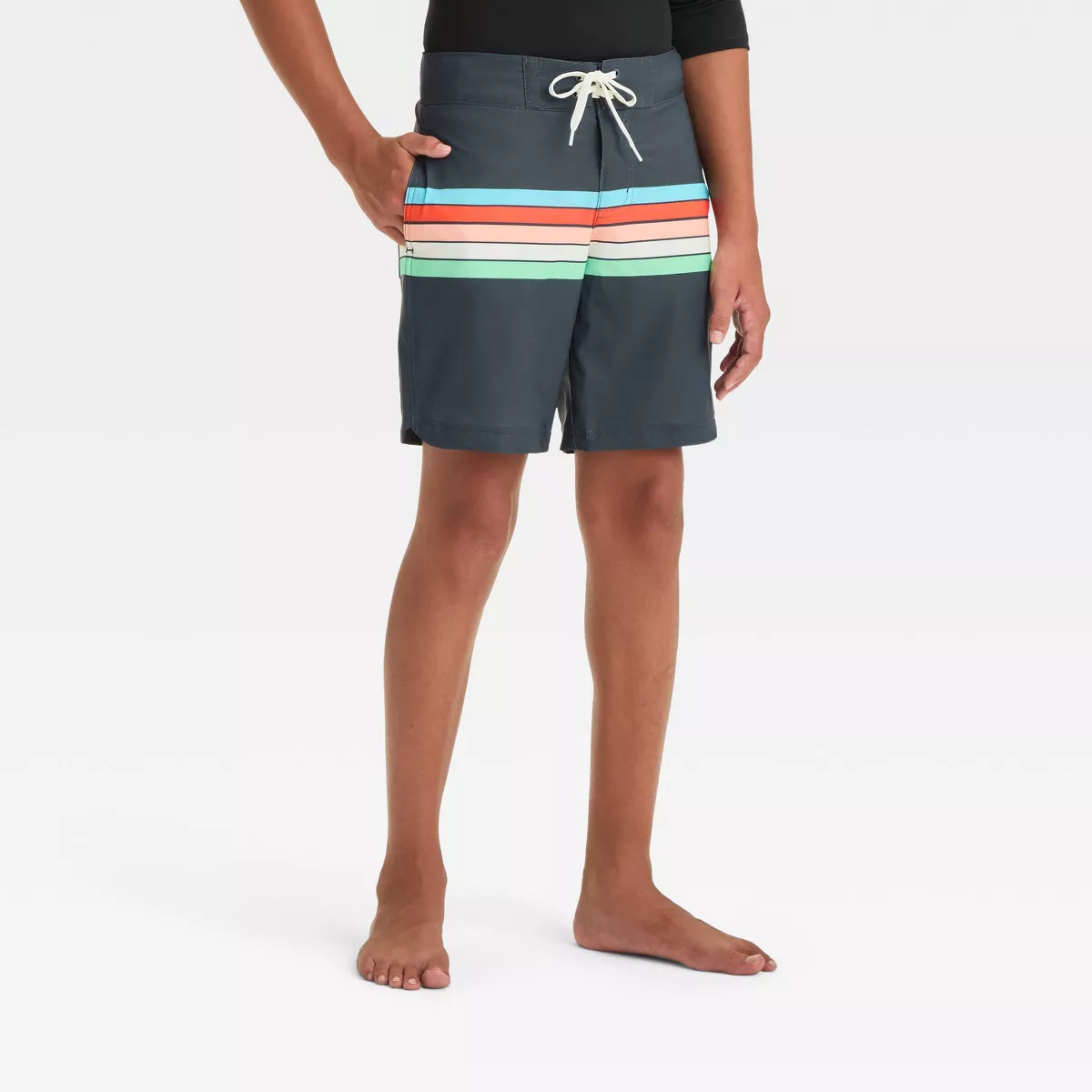 Boys' Striped Swim Shorts - art class™ Black | Target