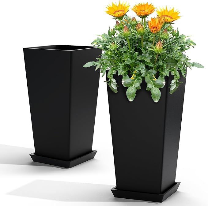 Elevens Tall Planters 20 Inch Tapered Square Planters Garden Flower Pots,Indoor/Outdoor Planter w... | Amazon (US)