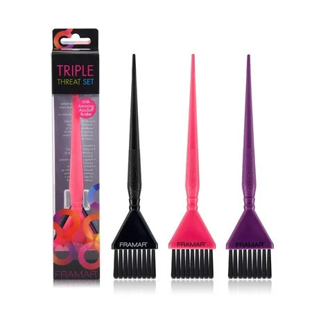 Framar Triple Threat Set Hair Color Brush Set - Hair Coloring Brush Hair Dye Brush - 3 Pack | Walmart (US)