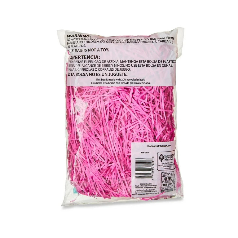 Easter Pink Paper Easter Grass, 2.25 oz, by Way To Celebrate | Walmart (US)