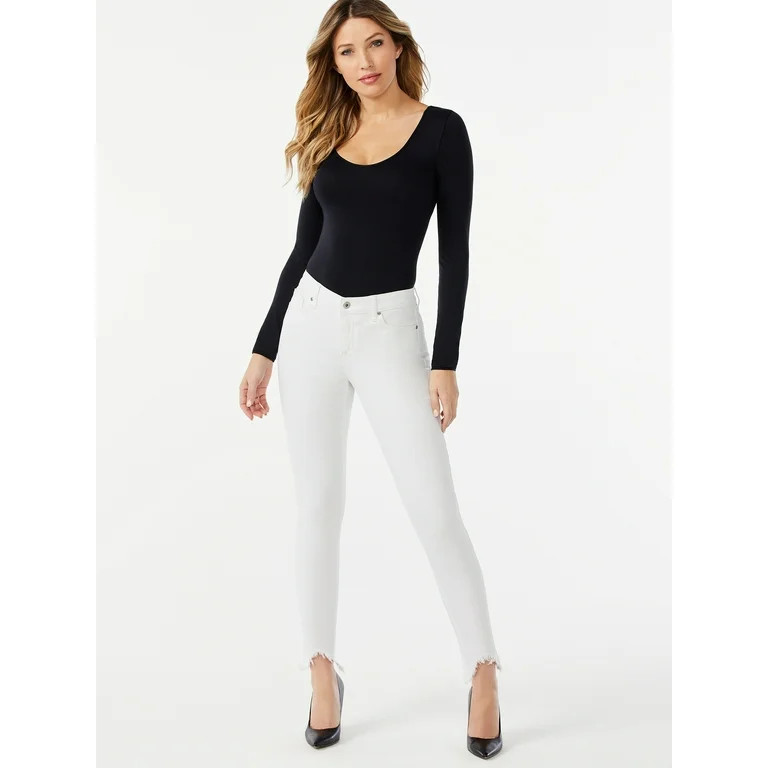 Sofia Jeans Women's Sofia Skinny Mid Rise Sharkbite Hem Jeans | Walmart (US)