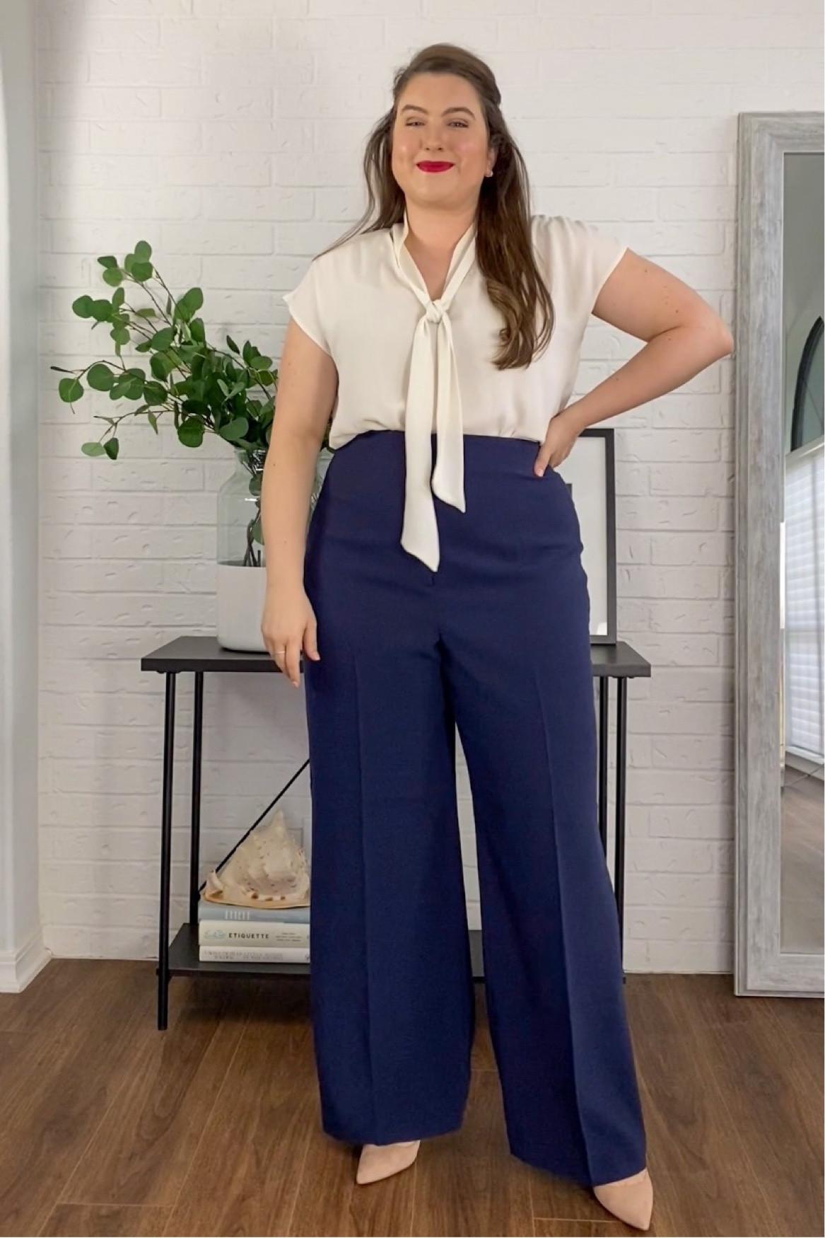 Spring workwear- high waisted and wide leg pants 

Womens business professional workwear and business casual workwear and office outfits midsize outfit midsize style 

#LTKstyletip #LTKcurves #LTKworkwear