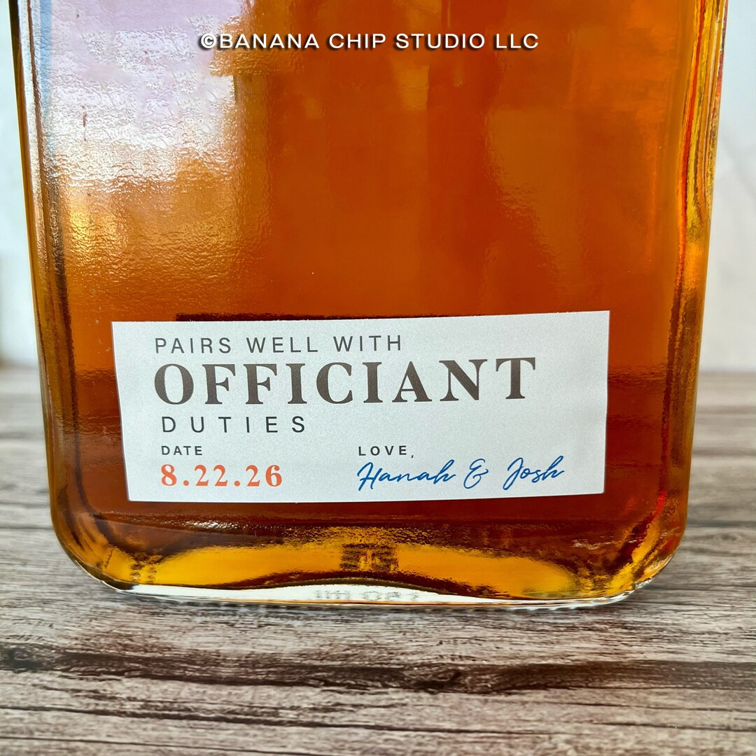 Officiant whiskey label, Officiant proposal Gift Box Label, Bourbon label, Custom whiskey label, ... | Etsy (US)