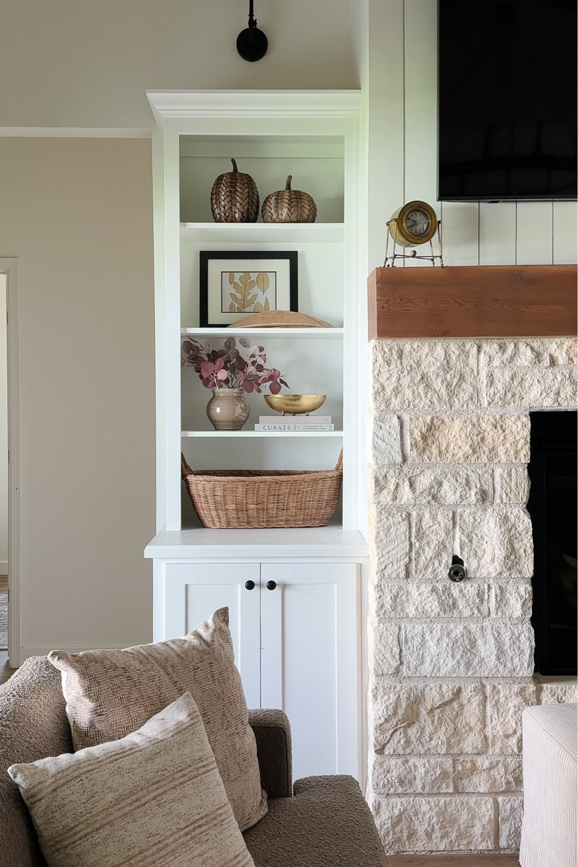 Fall Built In Styling Inspo!

faux pumpkins, fall art print, large handled woven basket, gold bowl, fall stems

#LTKHome