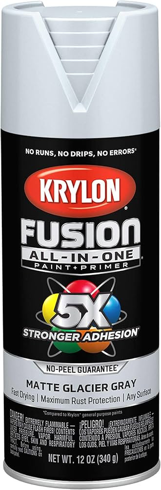 Krylon Fusion All-In-One Adhesive Spray Paint for Indoor/Outdoor Use, 12 oz, Glacier Gray | Amazon (US)