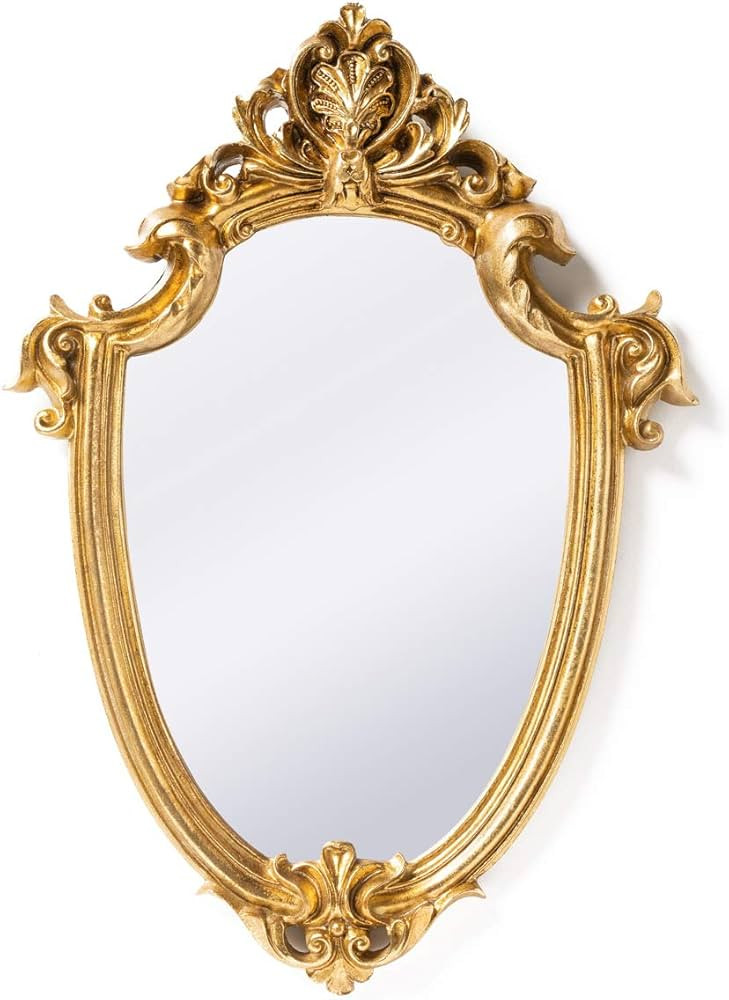 Funerom Vintage 16.9 x 11.8 inch Decorative Wall Mirror Gold Shield Shape | Amazon (US)