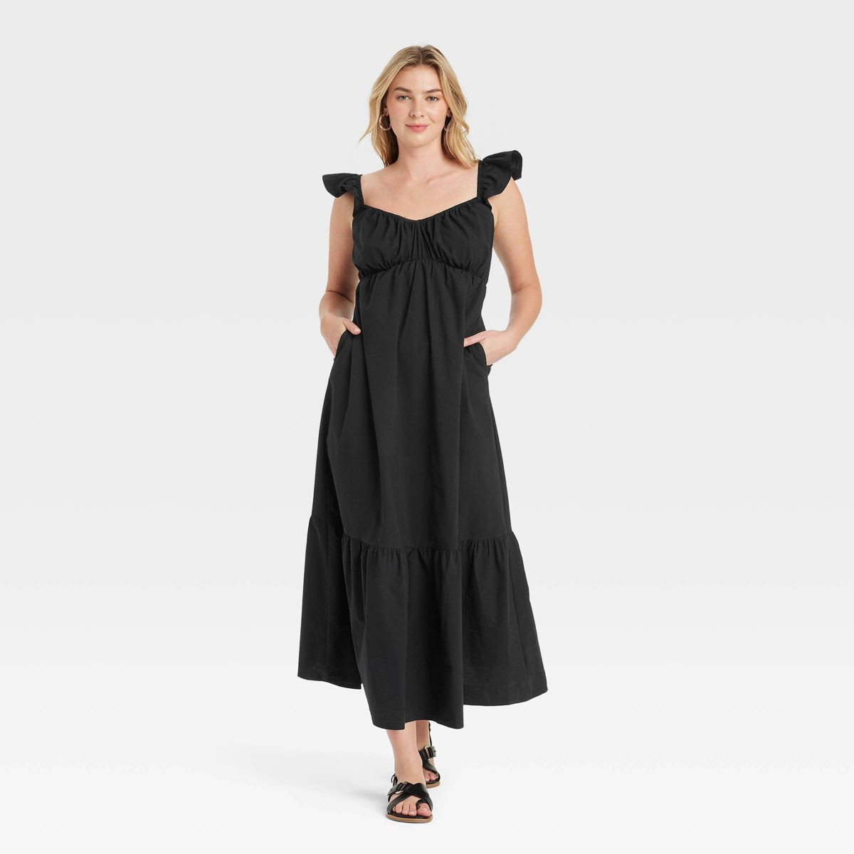 Women's Flutter Cap Sleeve Maxi A-Line Dress - Universal Thread™ | Target