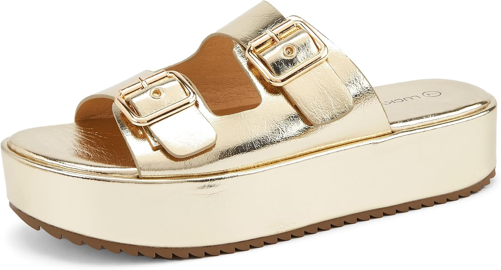 LUCKY STEP Women's Platform Slide Sandals Braided Adjustable Strap Flat Open Toe Summer Casual Sh... | Amazon (US)