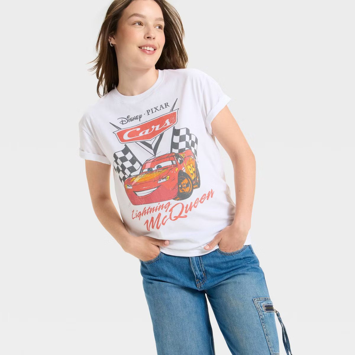 Women's Disney Cars Short Sleeve Graphic T-Shirt - White | Target