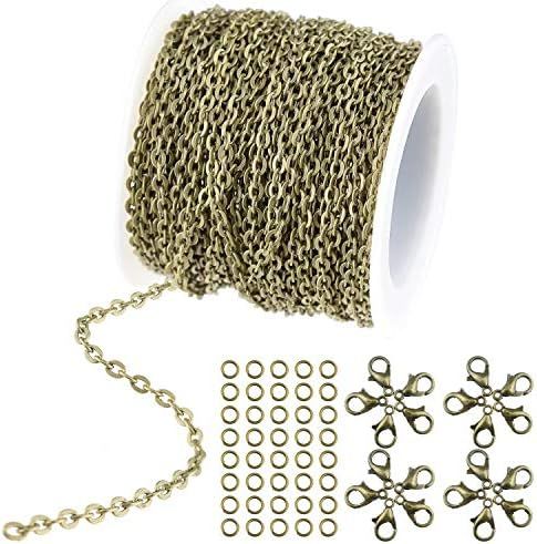 WXJ13 36 Feet/12 Yards Bronze Color Plated Round Cable Link Chain Necklace with 20 Lobster Clasps... | Amazon (US)