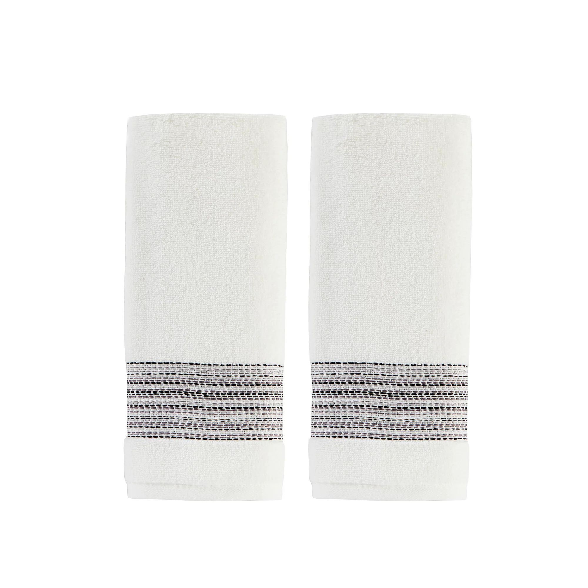 SKL Home Geo Stripe Hand Towel (2-Pack), White, 16" x 26" - Walmart.com | Walmart (US)