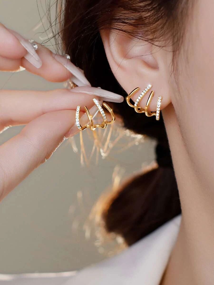 Cubic Zirconia Decor Hoop Earrings
   
      SKU: sj2204251130092750
          (1000+ Reviews)   ... | SHEIN