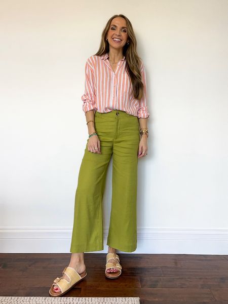 @anthropologie chartreuse pants + @target striped top (runs very big, wearing size XS) + @boden sandals 

#LTKStyleTip #LTKSeasonal #LTKTravel