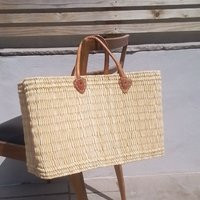 Handmade Straw & Leather Handled Bag, Beach Shopping Bag | Etsy (UK)