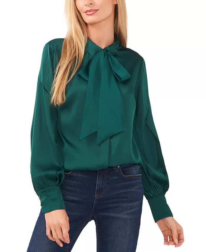 CeCe Women's Long Sleeve Button-Up Bow Blouse & Reviews - Tops - Women - Macy's | Macys (US)
