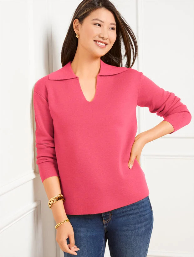 Milano Stitch Johnny Collar Sweater | Talbots