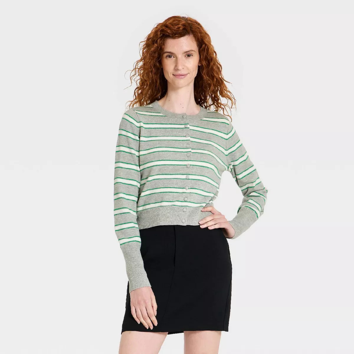 Women's Button-Up Sweater Cardigan - A New Day\u2122 Cream Striped XS | Target