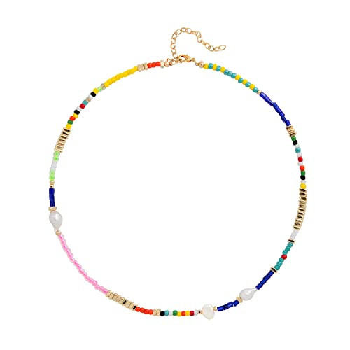 Wellike Colorful Beaded Necklace for Women Freshwater Beaded Pearl Choker Necklace Evil Eye Pearl... | Amazon (US)