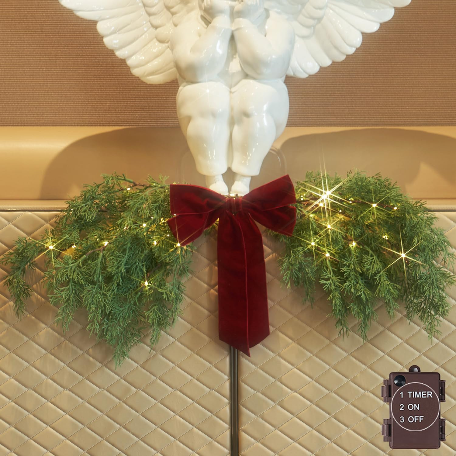 LITBLOOM Lighted Christmas Swag Battery Operated with Timer, Cedar Pine Swag Lights 32IN 60 LED F... | Amazon (US)